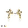 CROSS DESIGN PAIR OF MICROPAVED STAINLESS STEEL PIN EARRING